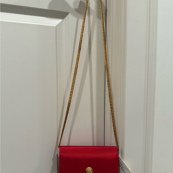 NWT Vintage Red Ralph Lauren Purse with Removable Gold Chain Strap - Picture 3 of 8